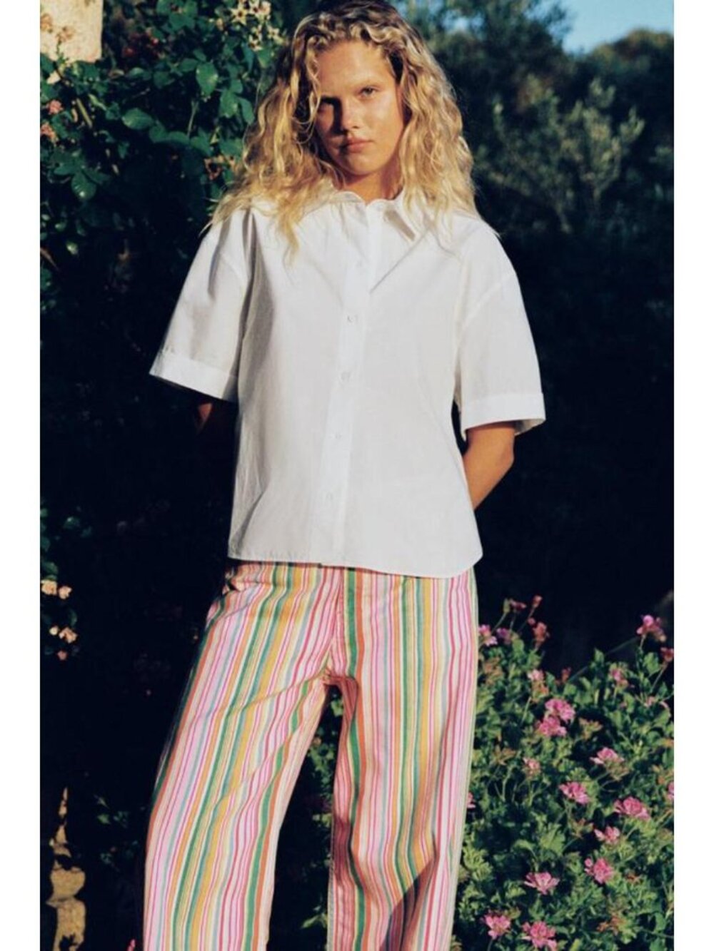 ZARA TRF MID-RISE STRIPED BAGGY JEANS